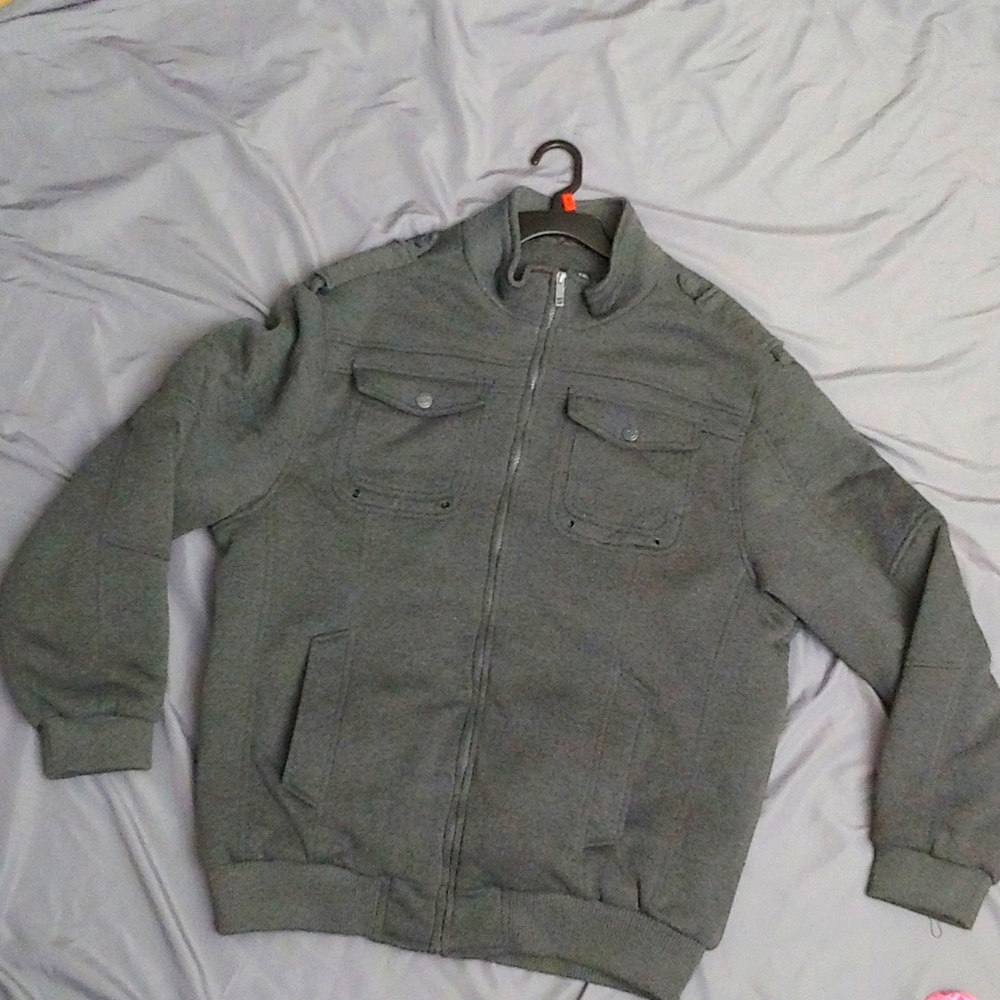 EUC * MEN'S 2XL GRAY JACKET * ZIPPER * MULTI-POCKET * INSULATED